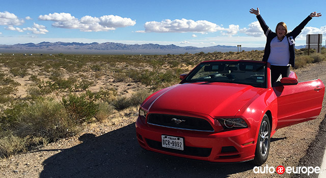 Driving Mustang in the Mojave Desert