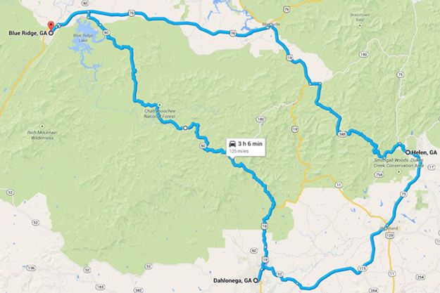Chattahoochee National Forest map drive georgia